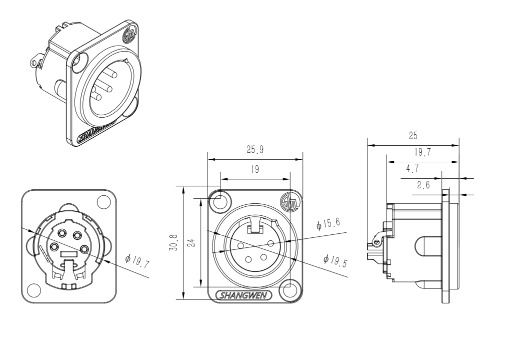 New XLR 4 Pin Female Socket IP40 Indoor Audio Video Cable Connector with Solder Adapter Cable Connector XLR 4 Pin Female Chassis