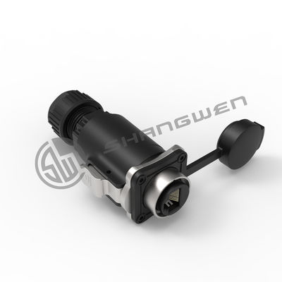 Outdoor IP67 Rated 8-Pin Network Bridge RJ45 Connectors Socket 8 Core Male Signal Chassis Connector Metal Card Buckle Connectors