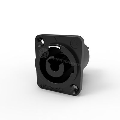 Ip65 3 Pin Wanita Waterproof Power Connector Hitam Output Outdoor Powercon