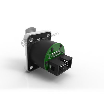 IP44 Rj45 Konektor Industrial Solder Pria Wanita 8pin Horn Straight Plug