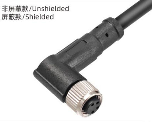 Rugged Outdoor IP67 Waterproof M8 Angled Female Plug 3-8A untuk lingkungan yang keras