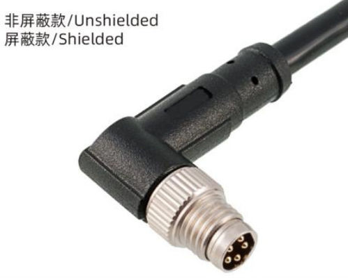 3-8A IP67 Waterproof M8 Angle Male Plug Metal Interface untuk Instalasi Luar Ruang