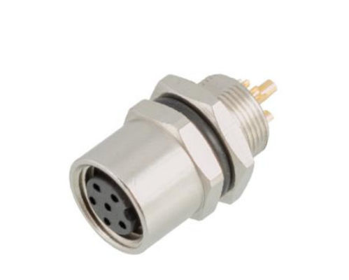 IP67 Waterproof Industrial M8 Female Socket dengan Front Mount dan 3/4pin Screw Terminal
