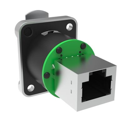 Panel Mount Waterproof Rj45 Jaringan Konektor Right Angle Shield Wanita RJ45 Konektor