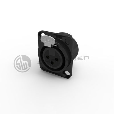 Flange Ukuran D Luar Ruang 3 Pin Xlr Connector 3PIN Soket Wanita untuk IP65 Black Outdoor Connector untuk D Mounting 3PIN XlR Connector