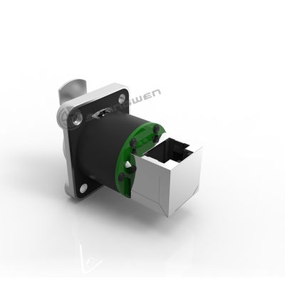 Female D-Style 8 Pin RJ45 Ethernet Chassis Connector Indoor Use IP44 PA66 Angle Connector for Aviation Signal Connector