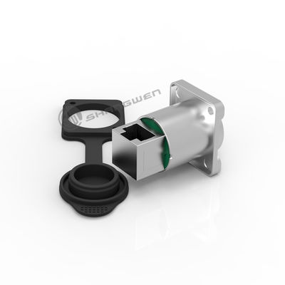 Aksesoris Elektronik Industri IP65 Waterproof Crystal Seat RJ45 Female Connector untuk Pemasangan Panel Sinyal Luar Ruang