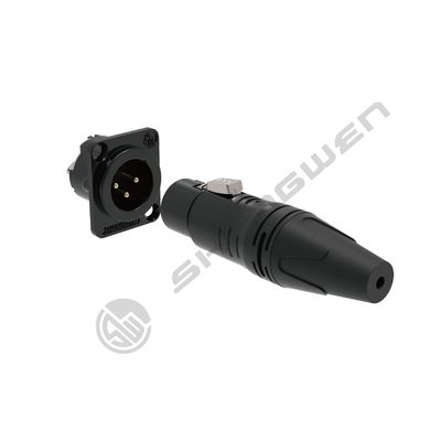 Custom Logo 3 Pin XLR Male Connector Waterproof DMX Thread Coupling Audio Video Connector Female Socket for Outdoor
