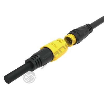 M19 Connector 9pin Yellow 5A Solder Overmolded Aluminum Alloy Shell Nylon IP67