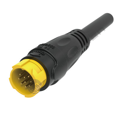 M19 Konektor 9pin Kuning 5A Solder Overmolded Aluminium Alloy Shell Nylon IP67