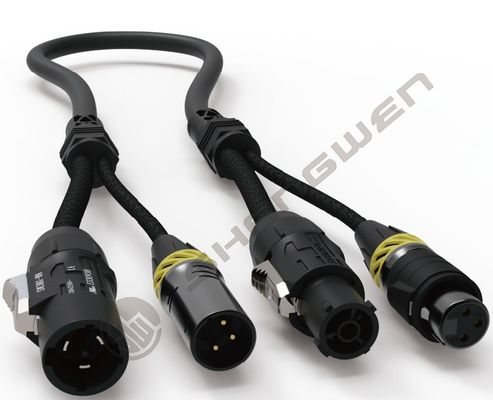 Kabel Hibrida Powercon XLR Female dan Male 2-in-1 TRUE1 3-Pin DMX Combi Hitam Kabel Komunikasi Split XLR3