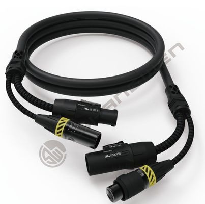 TRUE1 2-in-1 XLR Wanita dan Pria Powercon Kabel Hibrida 5-Pin DMX Combi Hitam XLR-5P COMBI CABLE