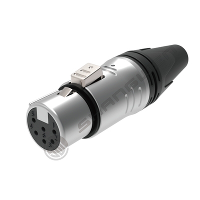 Konektor Audio Video XLR 6-Pin Indoor Dilindungi 6-Pole Female Male Plug di Black Silver dengan 7.5A Rated Current