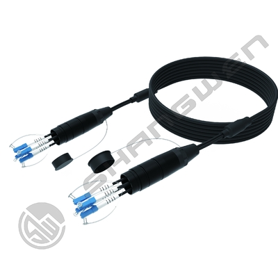 Outdoor Networking 50M Panjang Single Mode TPU Waterproof Fiber Optic Cable Drum Reel dengan Konektor LC-LC OM2/OM3/OM4