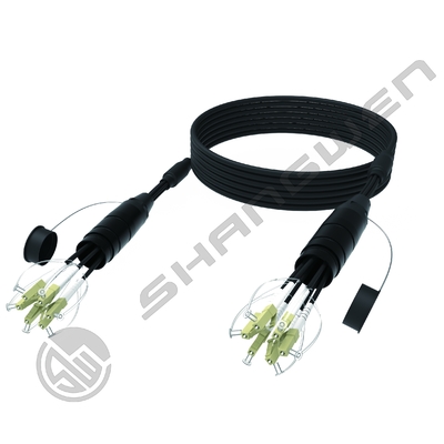 Networking Portable Fiber Optic Cable Reel dengan Konektor SC/LC/FC dan 4/6/8 Core Multimode OM2/OM3/OM4 Kabel Drum