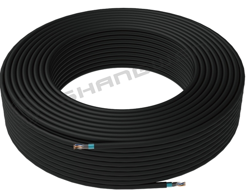 Kabel Jaringan Ethernet Cat5E 24AWG 26AWG FTP Tembaga Telanjang Hitam Cat5e 305M Berpelindung Terpilin 24AWG 305M FTP Networking Cable