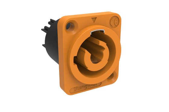 Outdoor IP65 Waterproof Powercon Connector 20A 250V 3-Pin Male Plug Female Chassis Socket Yellow Input LED Display Connector