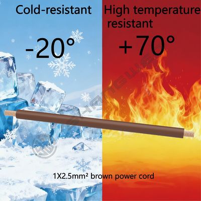 Power Cord 1*2.5mm²  H07V-K CE CCC VDE RV Flame Retardant Insulation BC Bare Copper Core 450/750V Brown Single Core