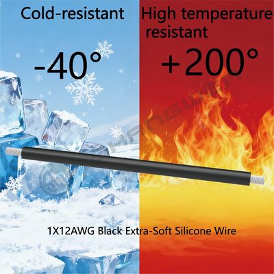 Power Cord 12 AWG Silicone Wire 12 Gauge Wire Flexible Silicone Wire 12AWG Black Stranded Copper Electric Wire 12awg